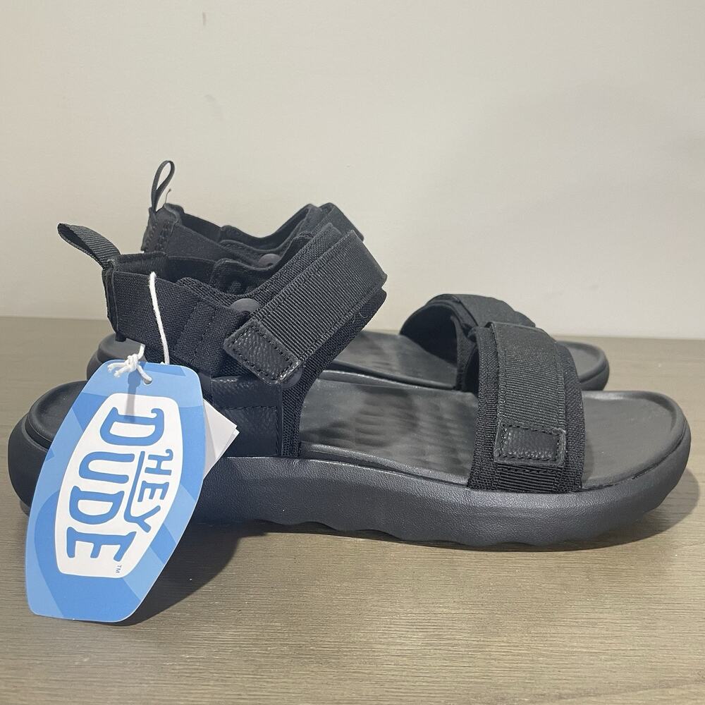 Hey Dude Mens Size 10 Sandals NEW with Tags Carson Sport Mode Black Straps